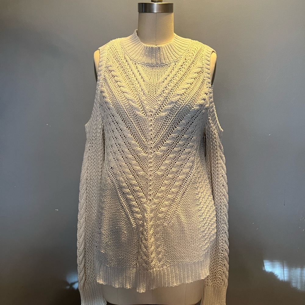 Size large ivory color sweater with open shoulder